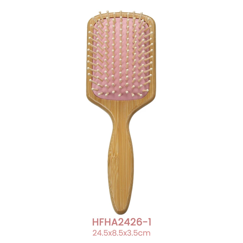 FSC Bamboo Paddle Hairbrush Pink Cushion with Different Massage Pins