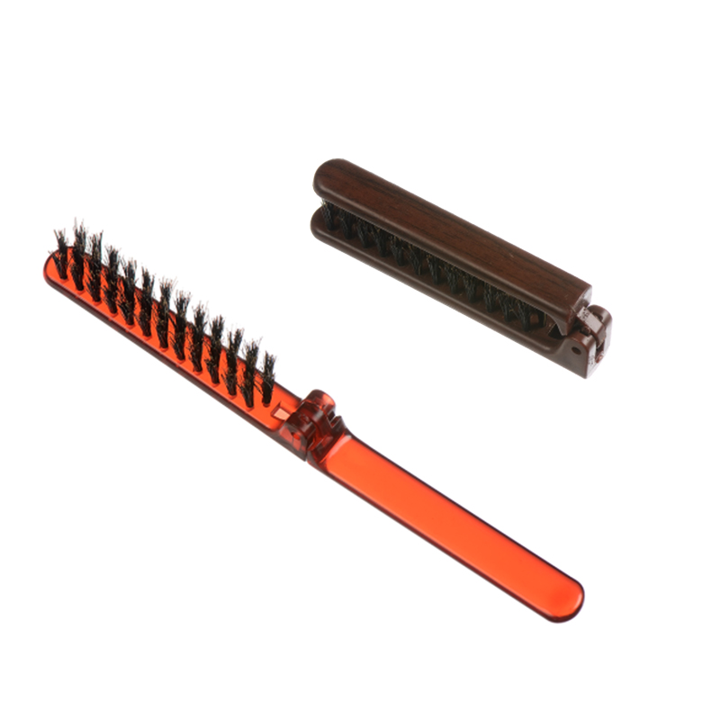 Mini Folding Compact Hair Brush with Boar Bristle