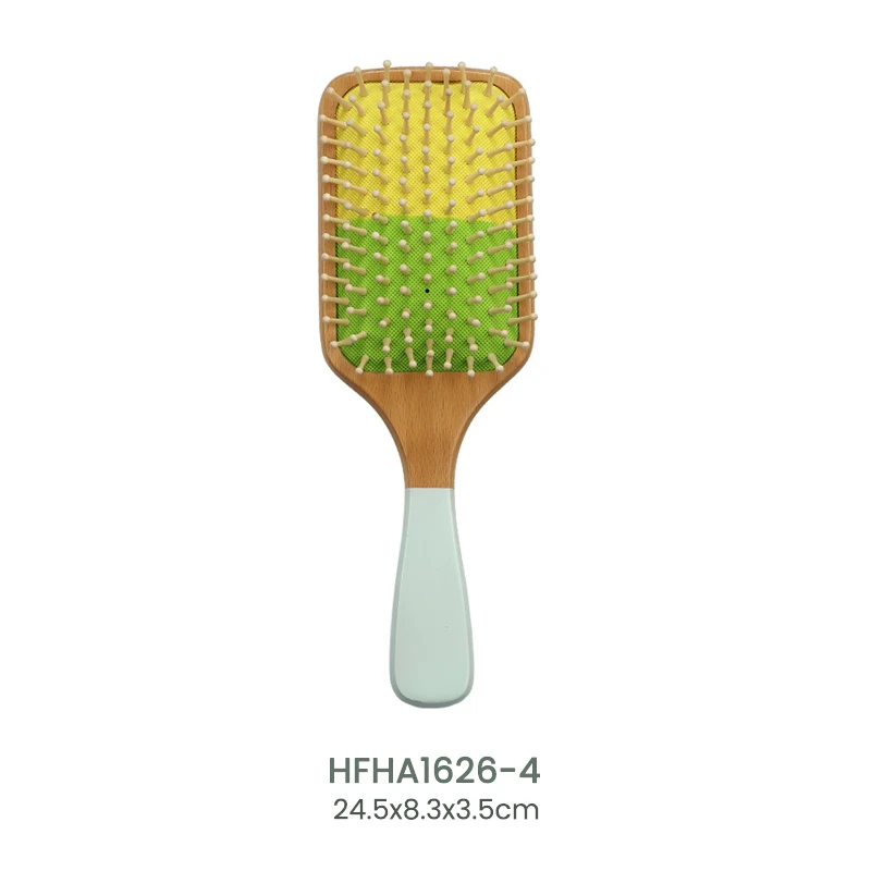 OEM Special Paint Wood Paddle Hair Brush, Assorted Pin Styles, Rectangle & Oval Shapes