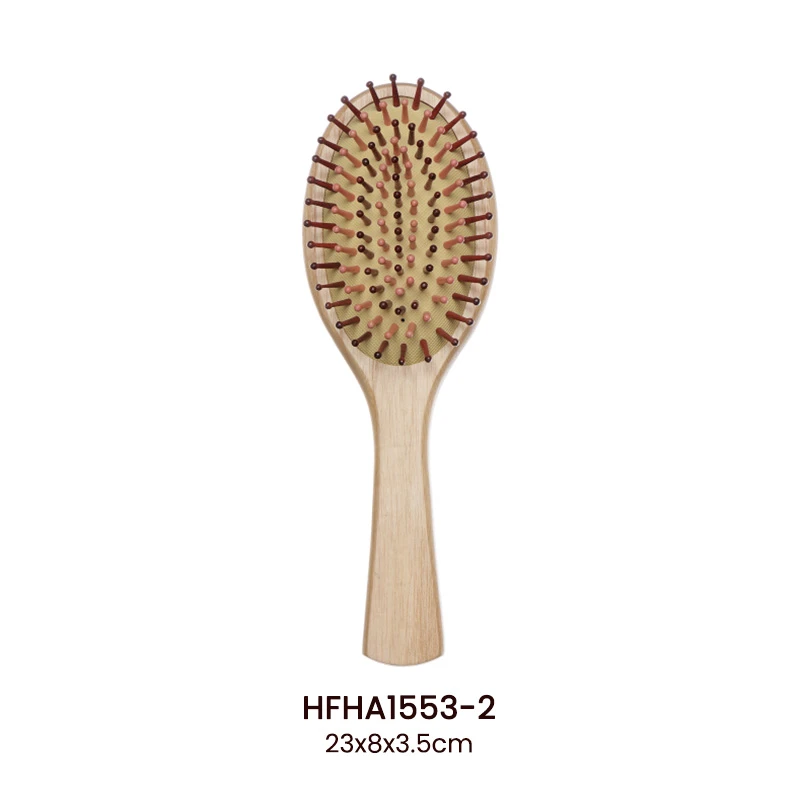 Ash Wood Paddle Brush with Colorful Pins