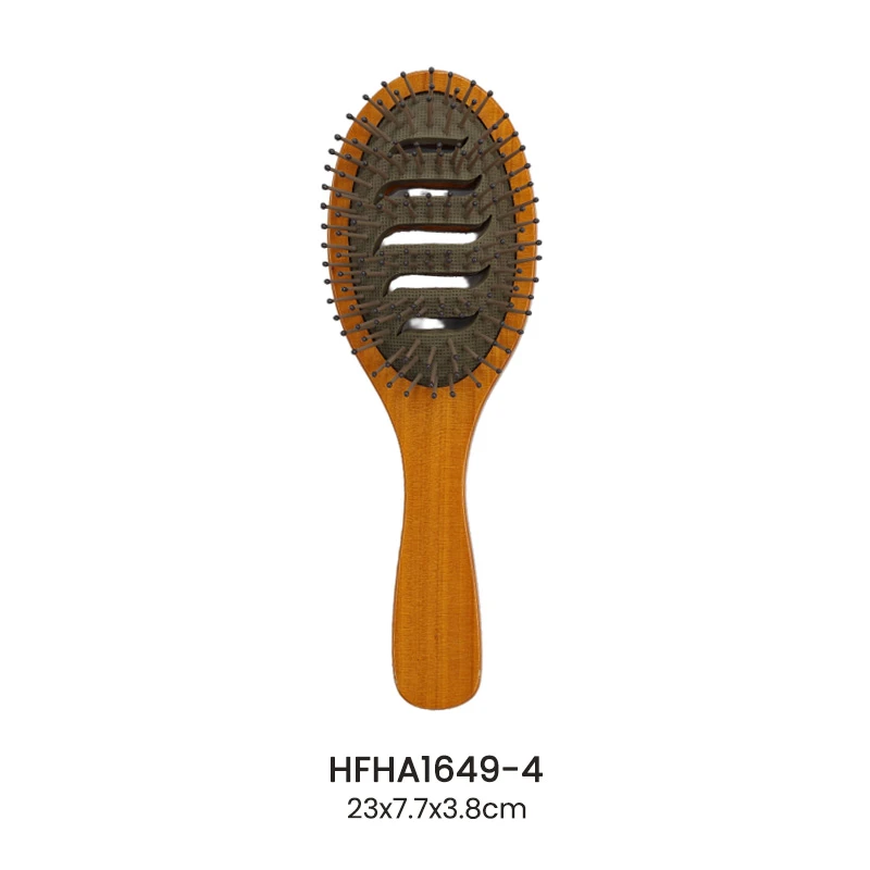 FSC Wood Detangling Hair Brush with Brown Paint