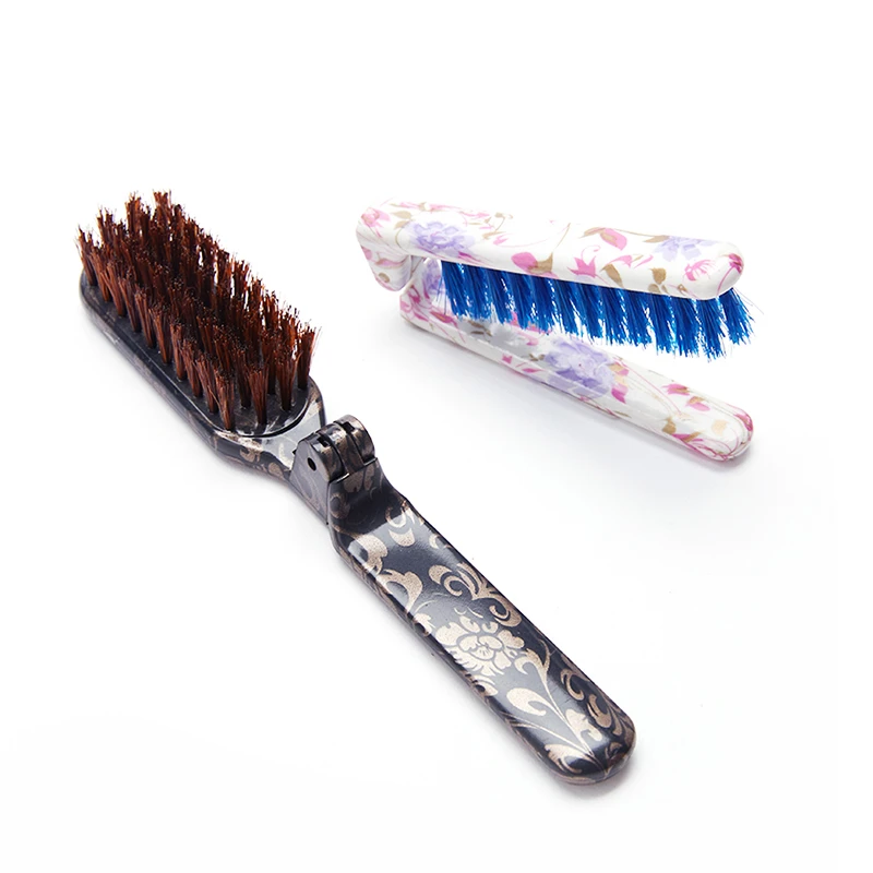 Custom Color Foldable Hair Brush with Natural Boar Bristle
