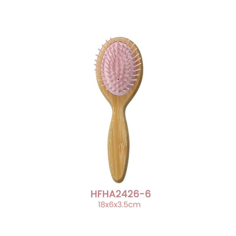FSC Bamboo Paddle Hairbrush Pink Cushion with Different Massage Pins