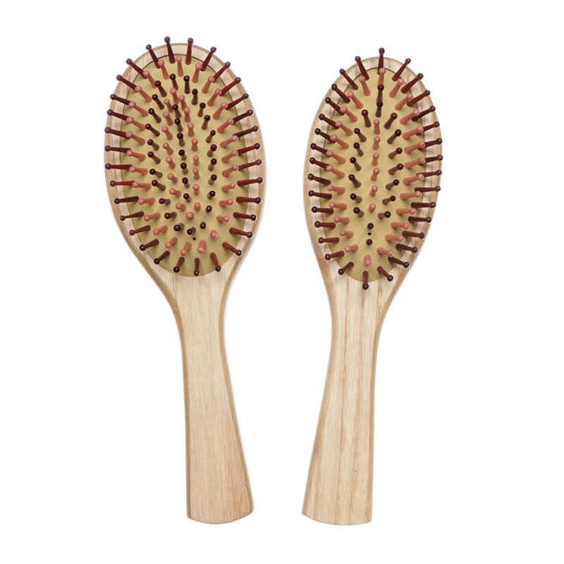 Ash Wood Paddle Brush with Colorful Pins