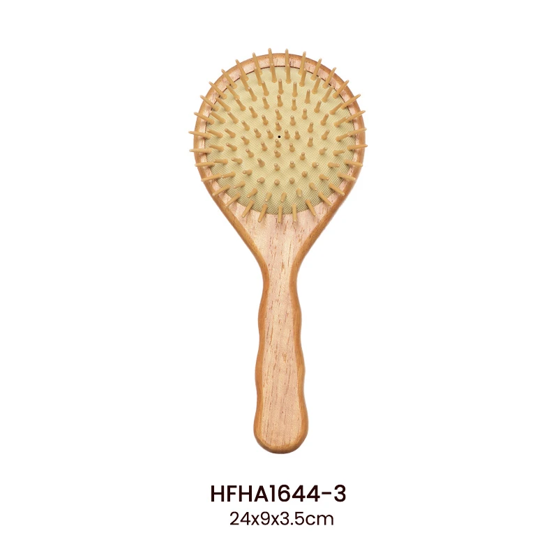 Rubber Wood Wavy Handle Paddle Hair Brush, Round / Rectangular / Oval Head Options Available