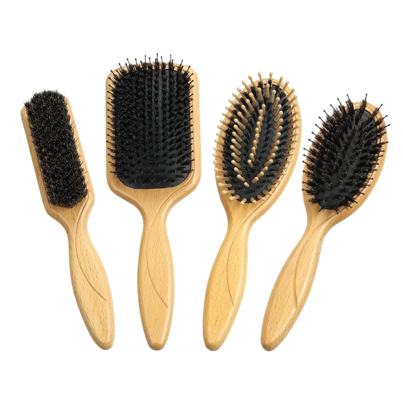 Beech Wood Paddle Brush with Laser Handle