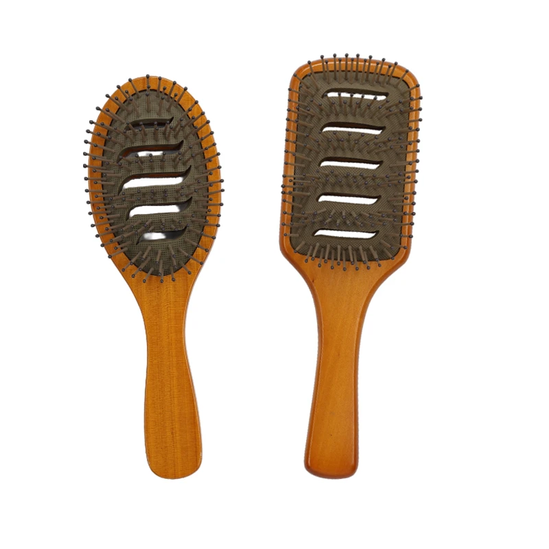 FSC Wood Detangling Hair Brush with Brown Paint