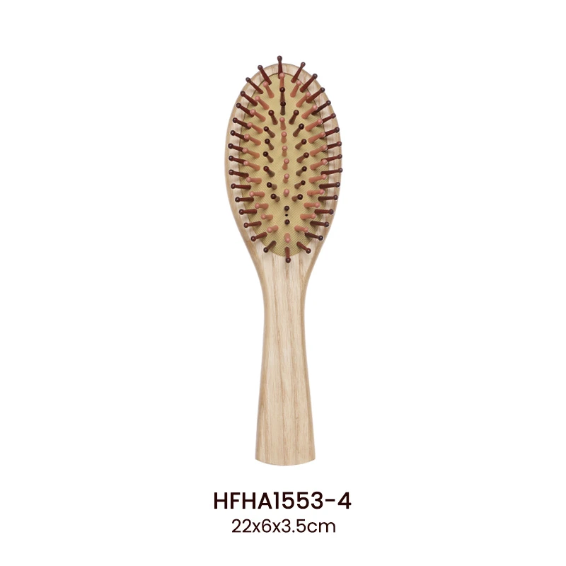 Ash Wood Paddle Brush with Colorful Pins