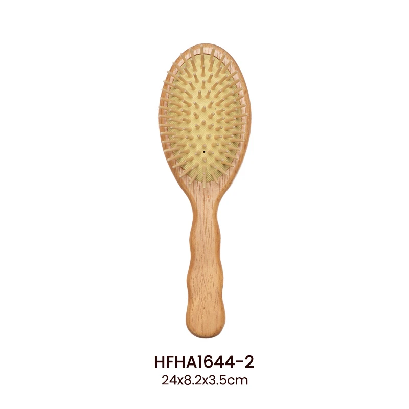 Rubber Wood Wavy Handle Paddle Hair Brush, Round / Rectangular / Oval Head Options Available