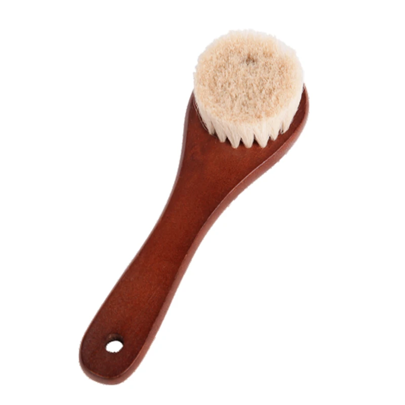 Custom Natural Goat Hair Face Brush 100% Wood with Brown Paint