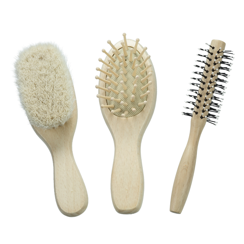 Custom White Beech Wood Baby Brush Set (3 Pieces)
