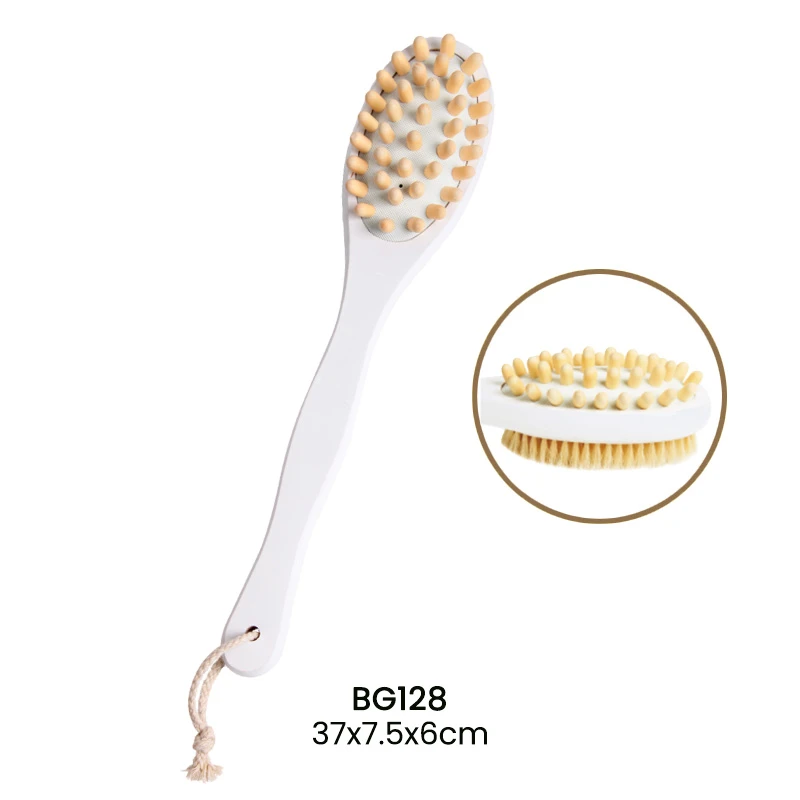 Double side wooden body brush with massage pins