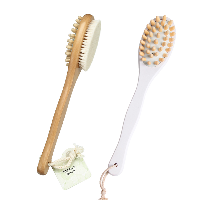Double side wooden body brush with massage pins