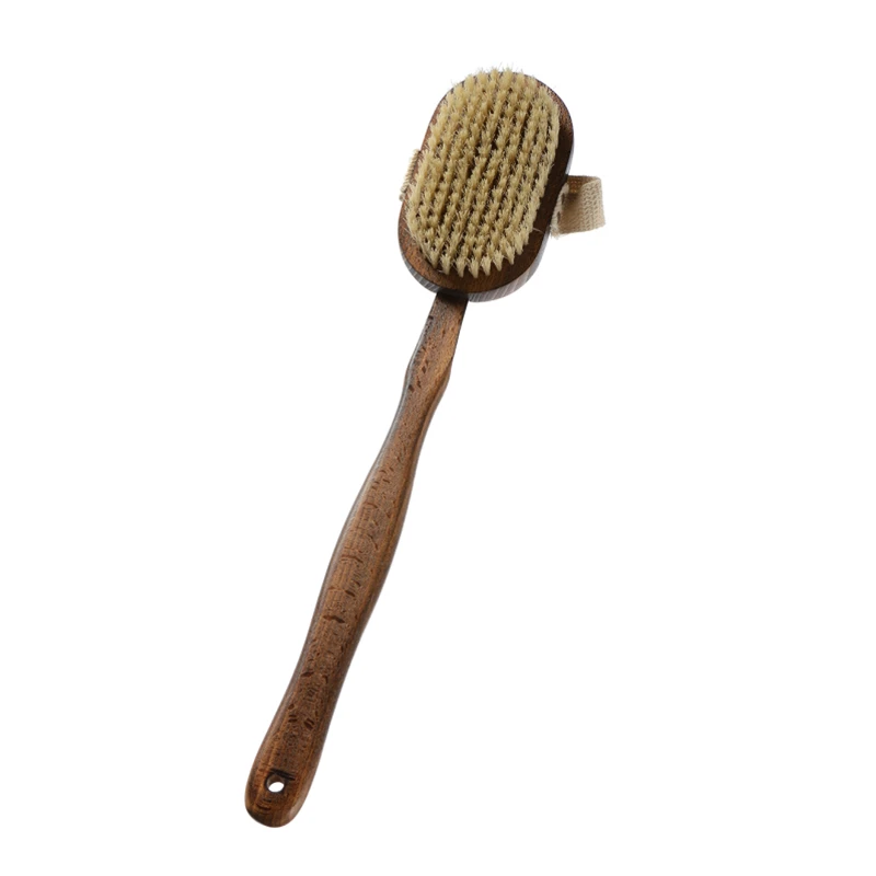 Detachable Dark color Wood Bath Brush with Long Handle