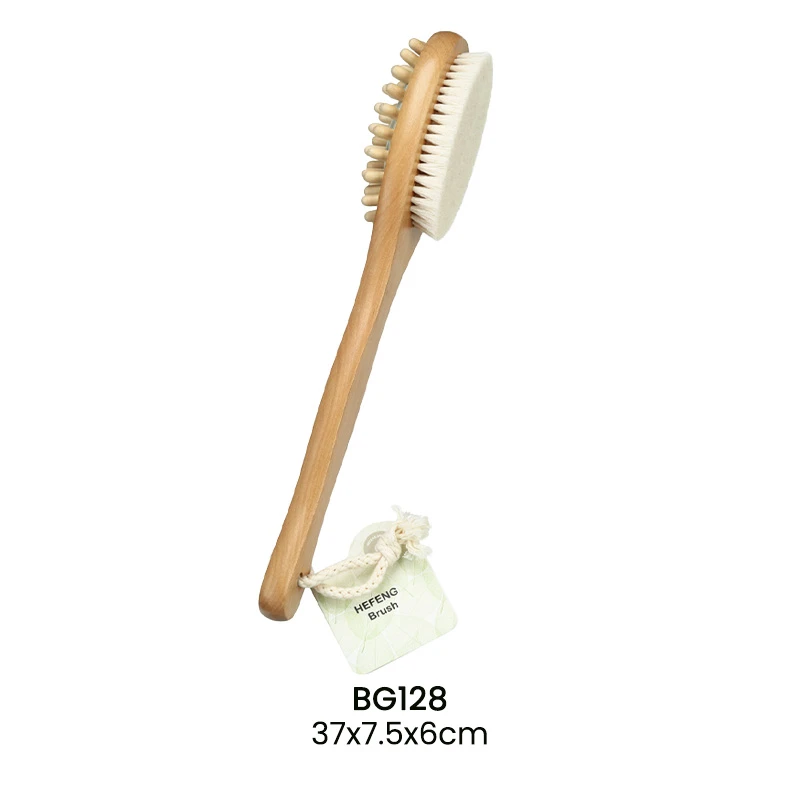 Double side wooden body brush with massage pins
