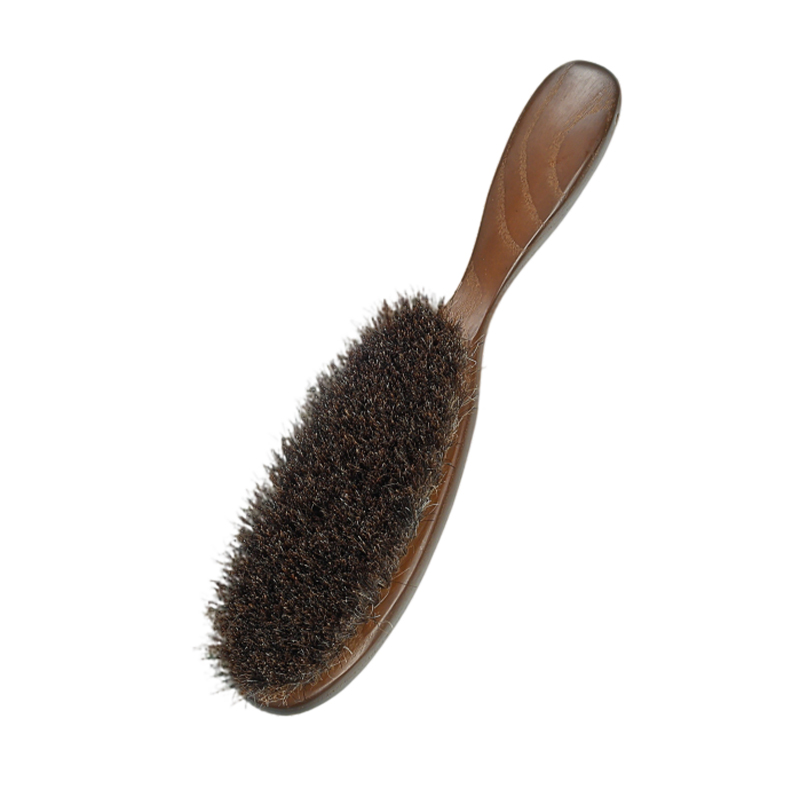 100% Horsehair Handheld Wood Clothes Brush brown color