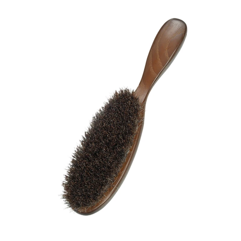 100% Horsehair Handheld Wood Clothes Brush brown color