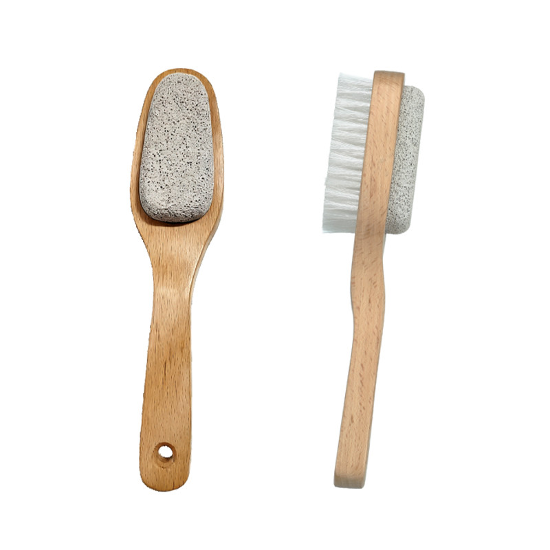 2 In I wood pedicure Foot Brush With Pumice Stone