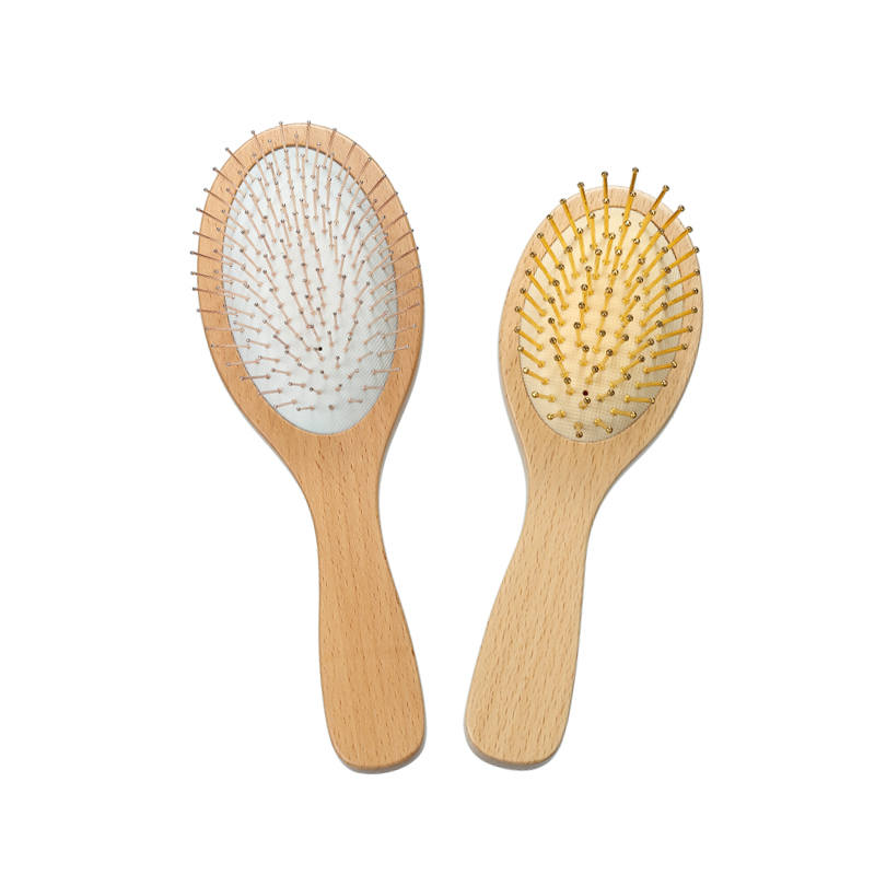 Golden pins Oval Beech Wood Paddle Hair Brush For Wholesale