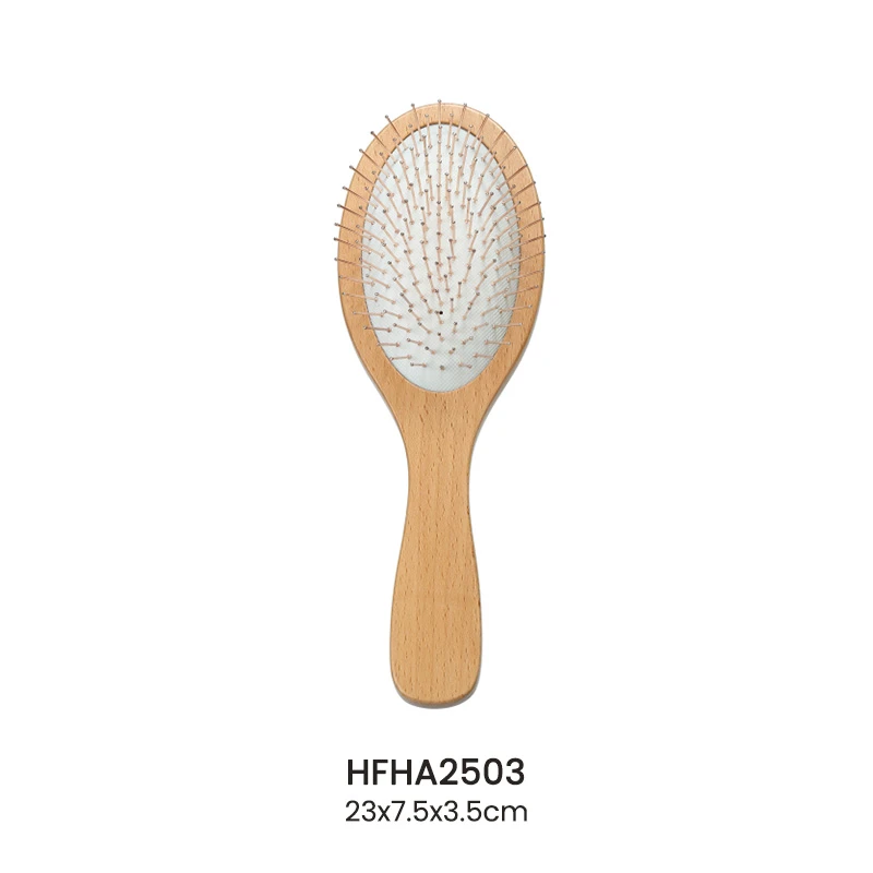 Golden pins Oval Beech Wood Paddle Hair Brush For Wholesale