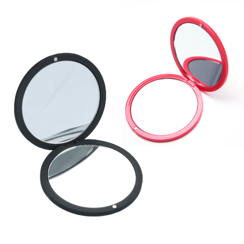 Plastic Red&Black Double Sided Folding Compact Mirror