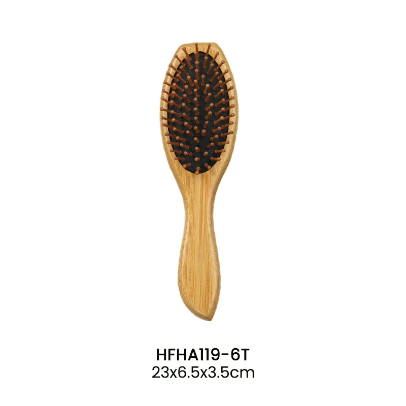 Eco Bamboo Brush Teardrop Curved Point Handle With Wooden Massage Pins