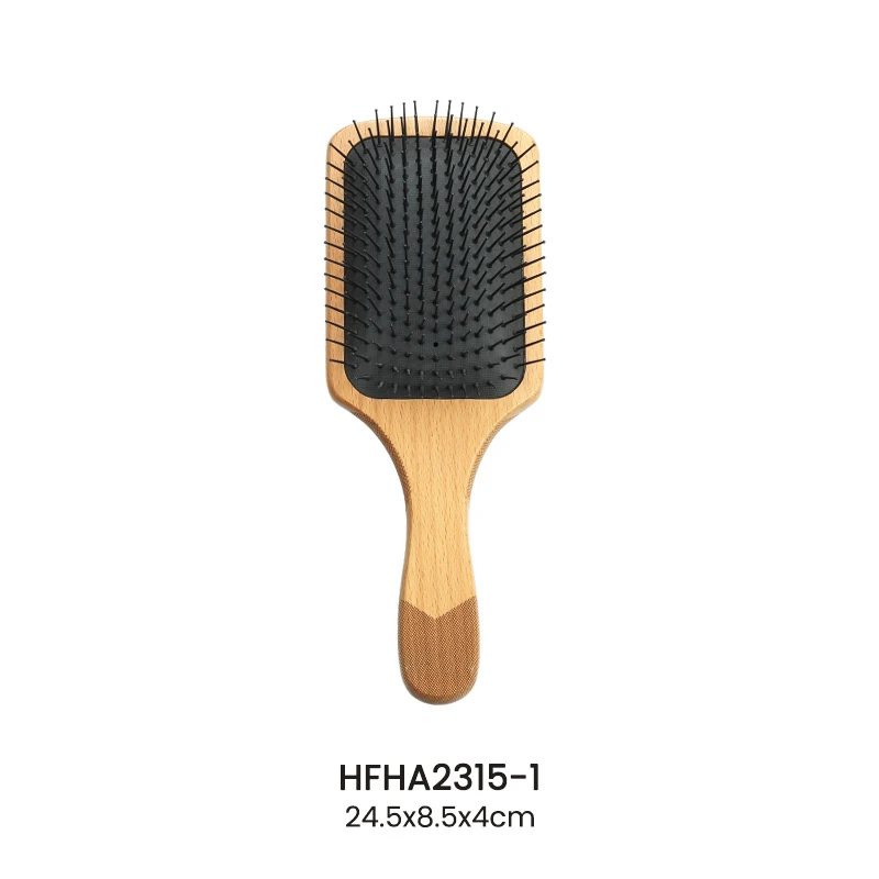 Beech wood Paddle brush with laser design handle
