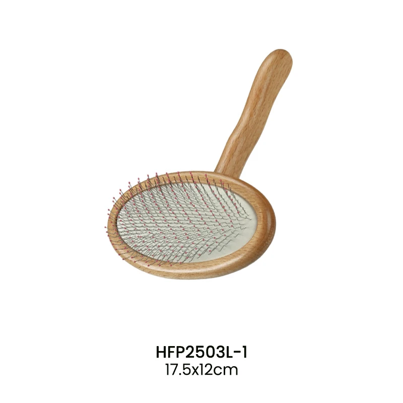 Wooden Handle Steel Pins Oval Pet Brush For Wholesale