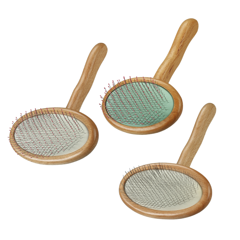Wooden Handle Steel Pins Oval Pet Brush For Wholesale