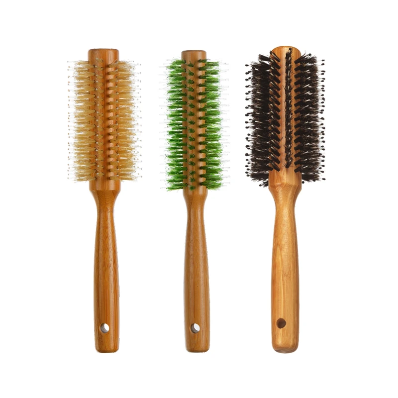 Bamboo Round Styling Brush Ergonomic Handle