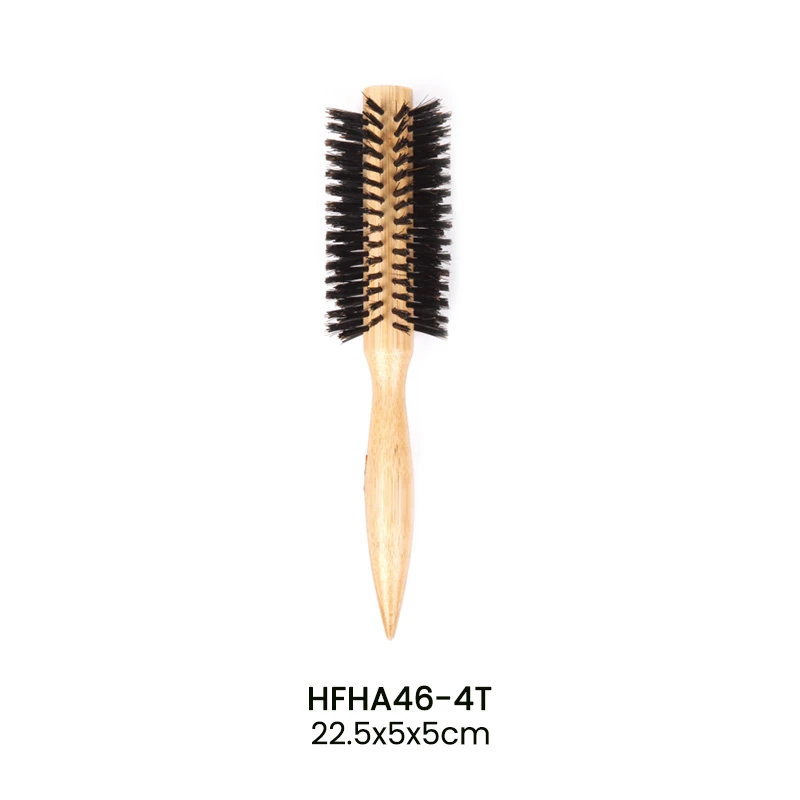 FSC Bamboo Pointed Tail Round Styling Brush Spiral Mixed Boar Bristle & Nylon Pins