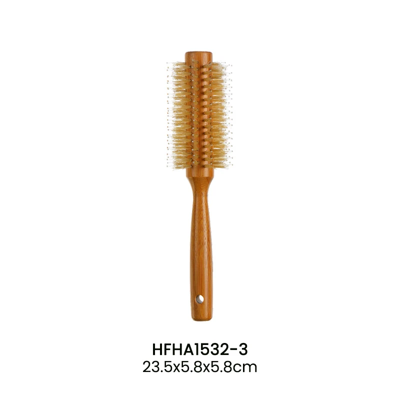 Bamboo Round Styling Brush Ergonomic Handle