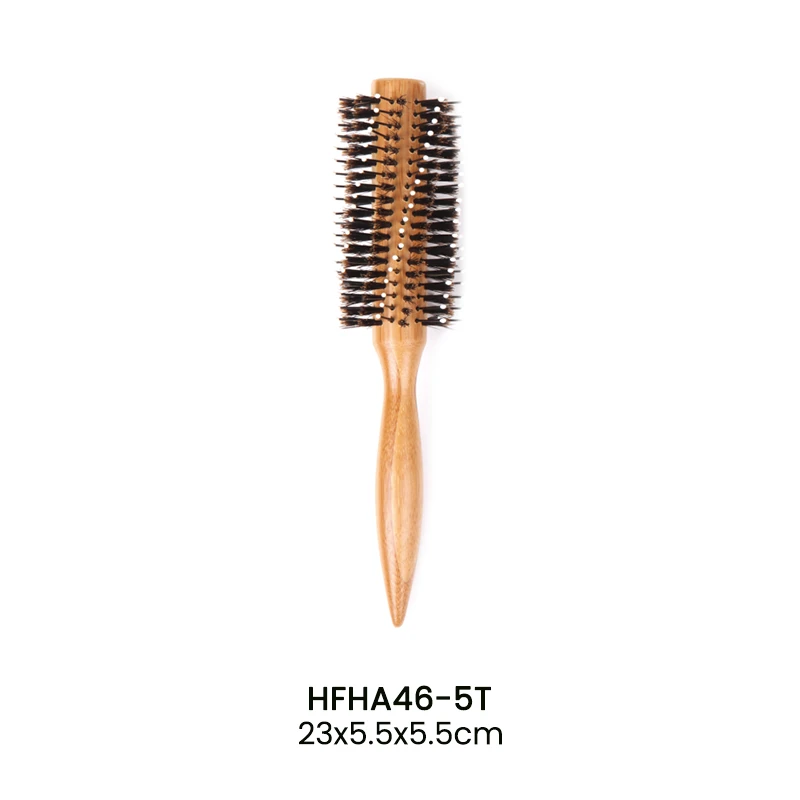 FSC Bamboo Pointed Tail Round Styling Brush Spiral Mixed Boar Bristle & Nylon Pins