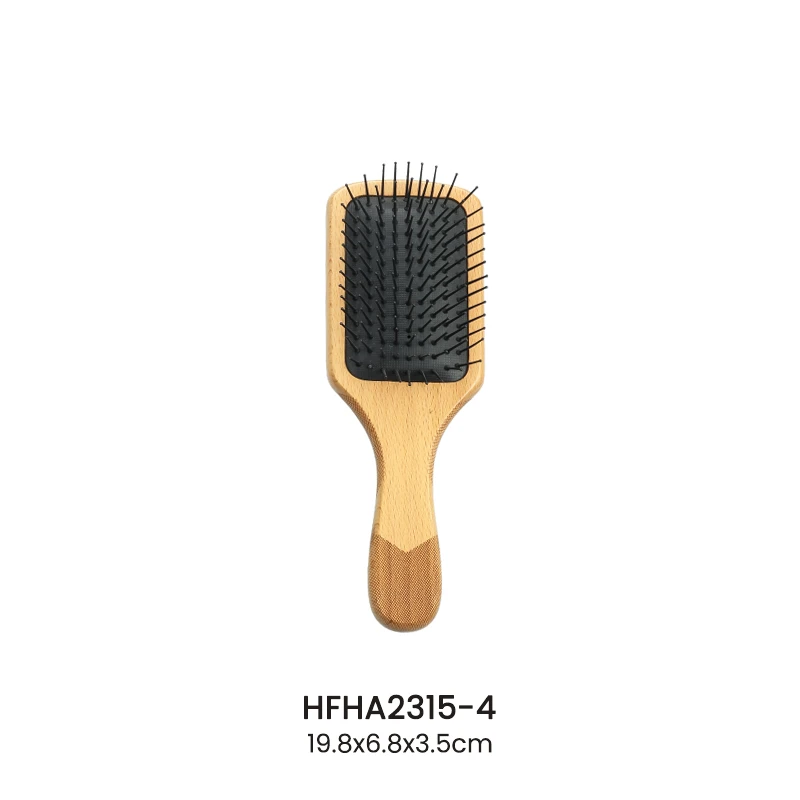 Beech wood Paddle brush with laser design handle