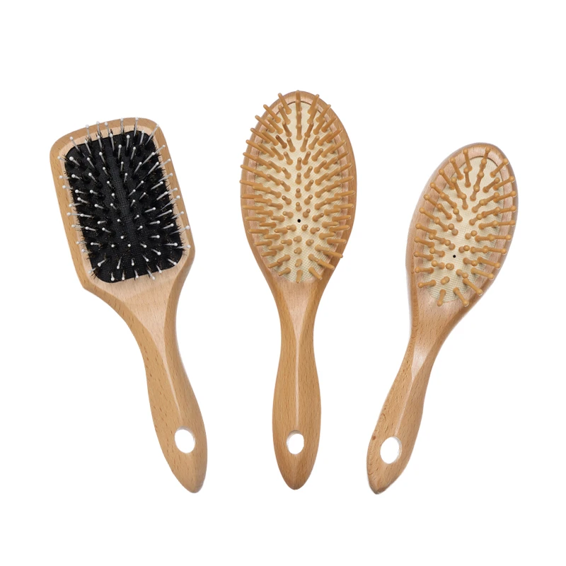 Special triangle handle shape Beech Wood Paddle Hair Brush