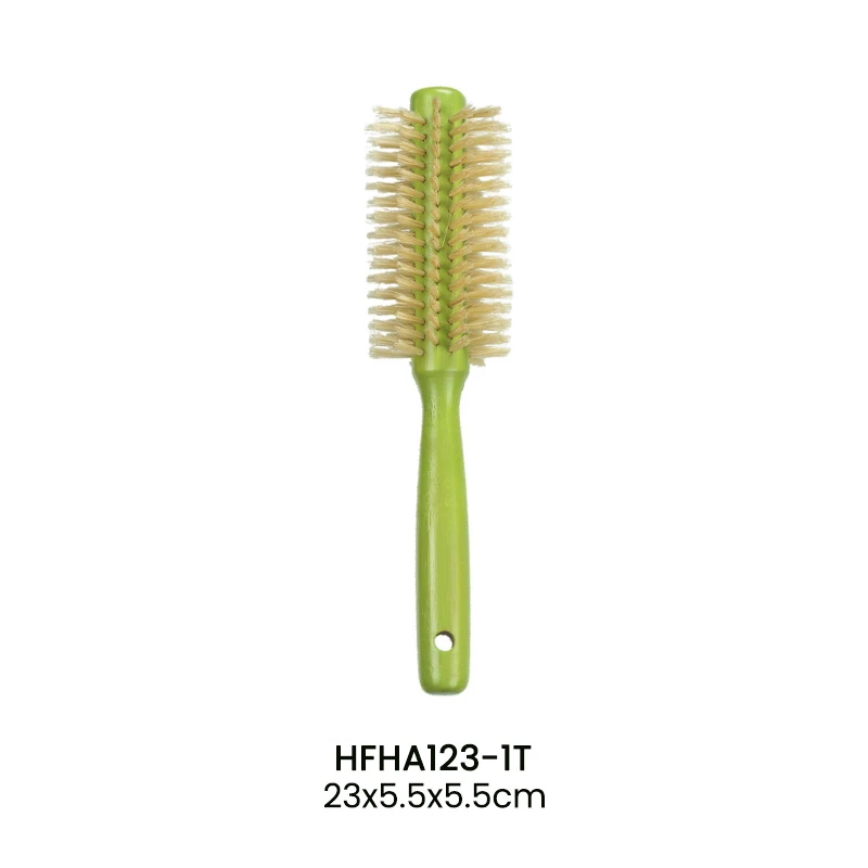 100% Bamboo Two-tone Green Stripe Hair Brush Set With Different Bristles