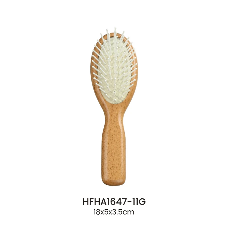Solid Beech Wood Oval Air Cushion Hair Brush Set