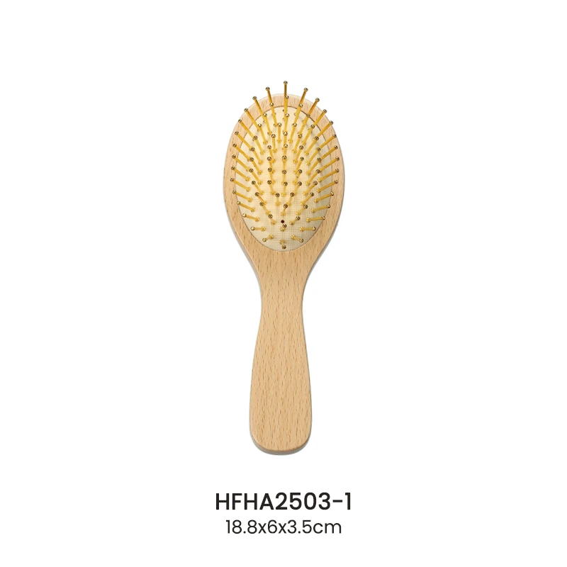Golden pins Oval Beech Wood Paddle Hair Brush For Wholesale