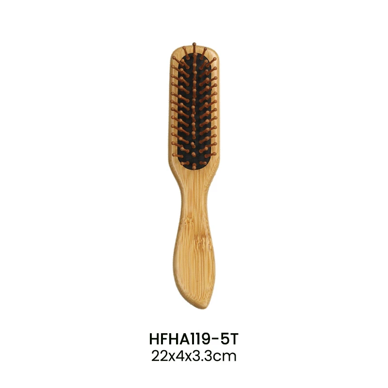 Eco Bamboo Brush Teardrop Curved Point Handle With Wooden Massage Pins