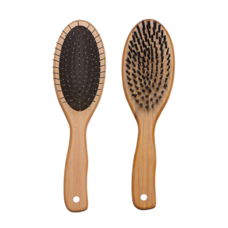 2 IN 1 Wooden Pet Brush with Pin and Bristle Sides