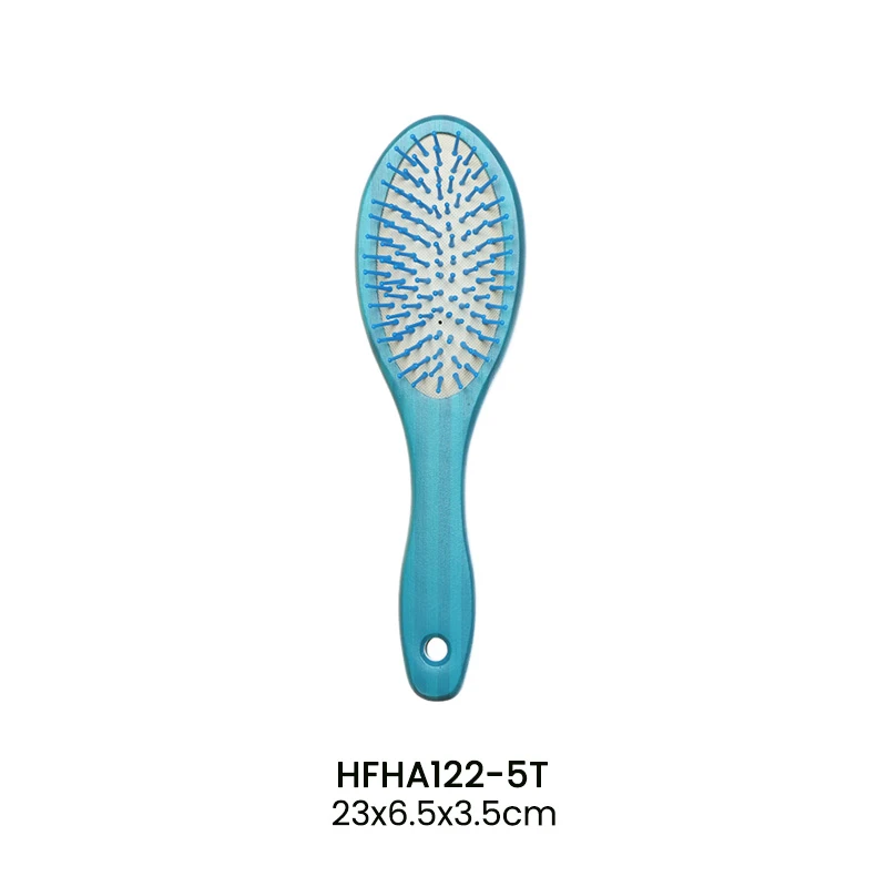 Gradient Blue Striped Eco Bamboo Cushion Brush Nylon & Wooden Massage Pins
