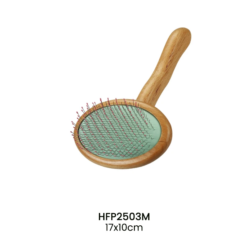 Wooden Handle Steel Pins Oval Pet Brush For Wholesale