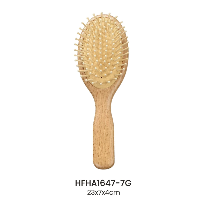 Solid Beech Wood Oval Air Cushion Hair Brush Set