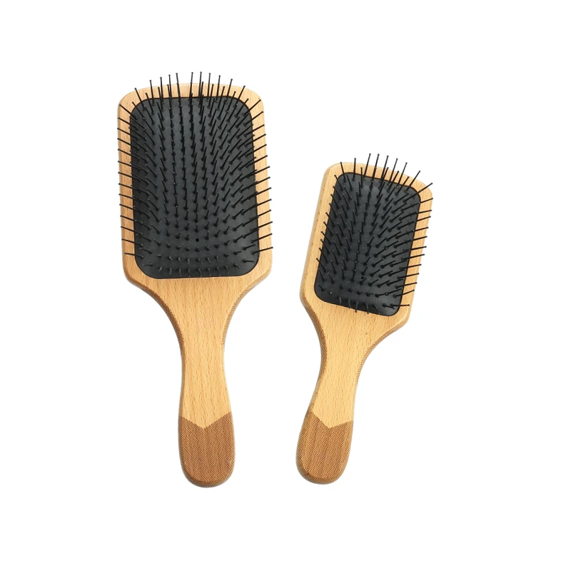 Beech wood Paddle brush with laser design handle