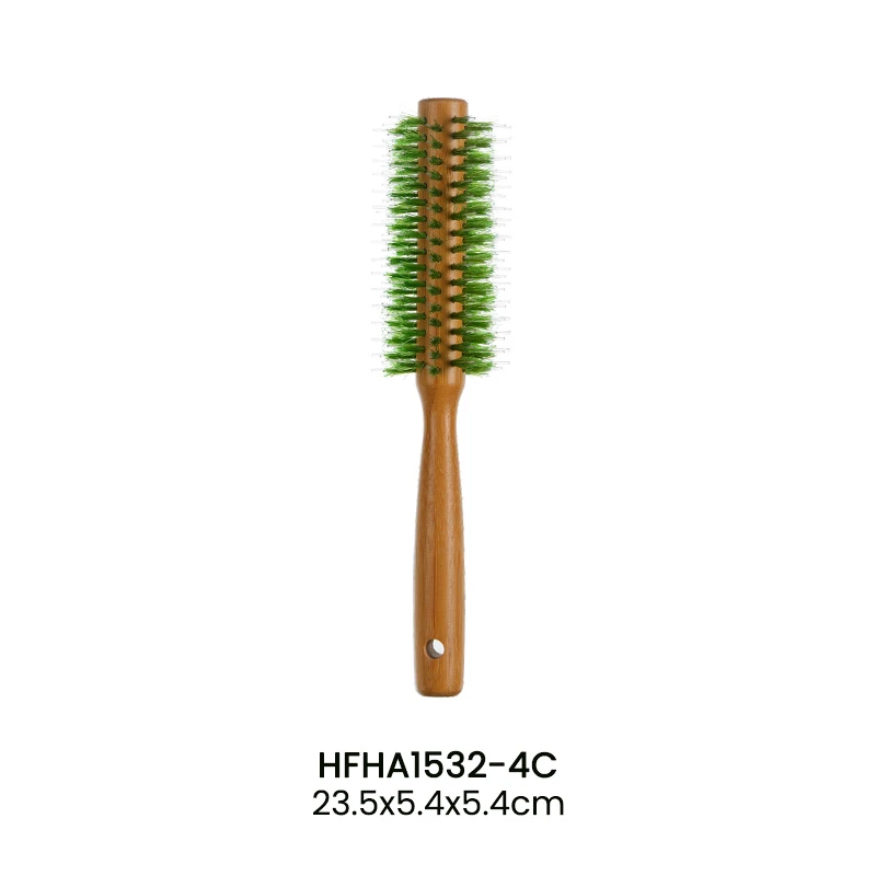 Bamboo Round Styling Brush Ergonomic Handle