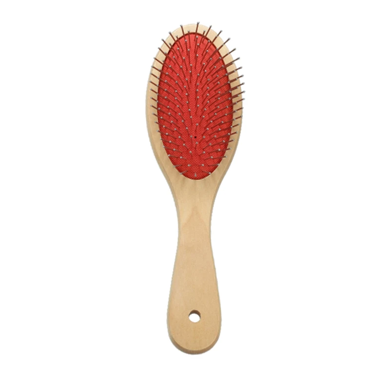 FSC 100% Natural Wood color Cushion Pet Brush With Steel Pins