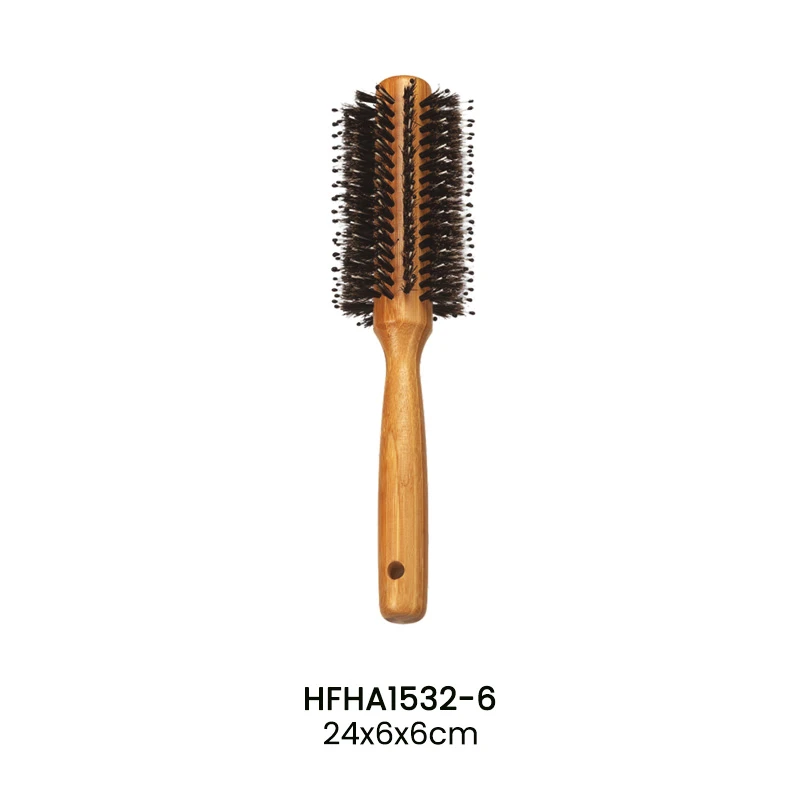 Bamboo Round Styling Brush Ergonomic Handle