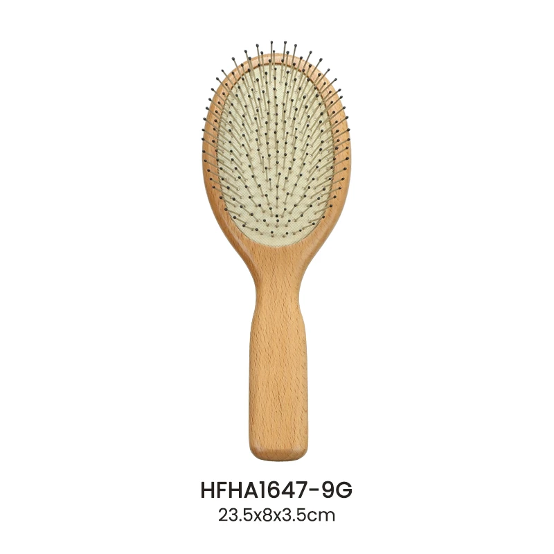Solid Beech Wood Oval Air Cushion Hair Brush Set