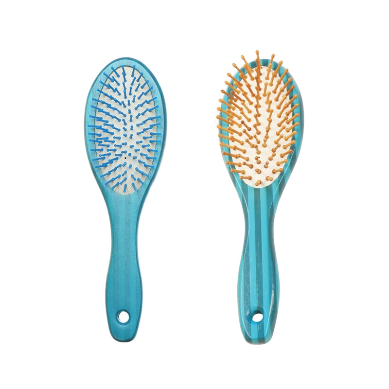 Gradient Blue Striped Eco Bamboo Cushion Brush Nylon & Wooden Massage Pins