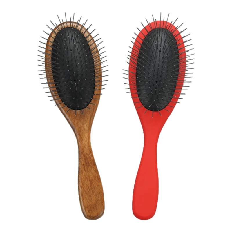 Custom Brown/ Red Oval Cushion Detangling Brush For pets